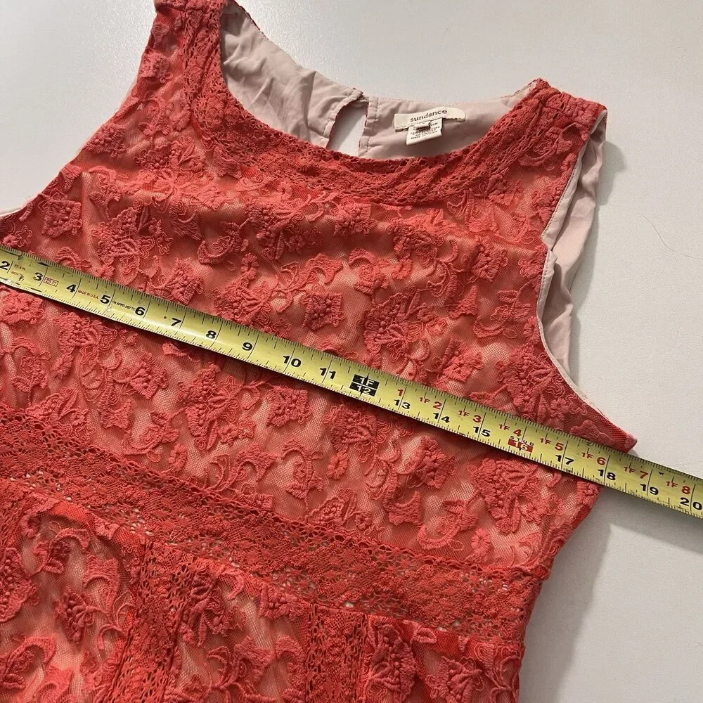 Sundance Catalog Lace Dress Floral‎ Coral Pink Prarie Fit Flare Size 14